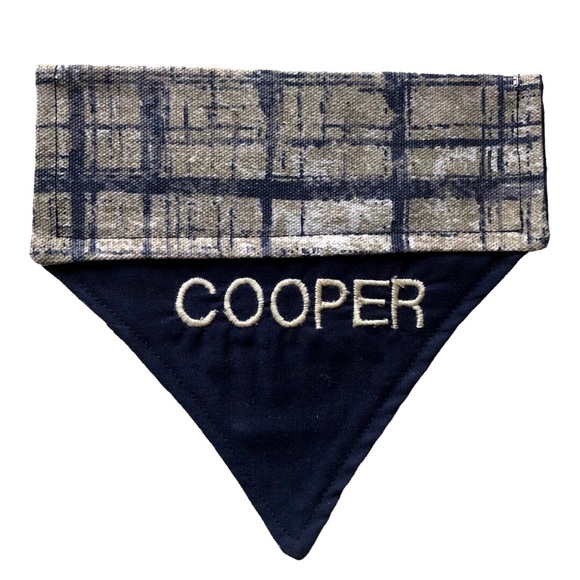 HANDMADE DOG BANDANA PERSONALIZED EMBROIDERED COOPER SLIP ON COLLAR - Picture 2 of 10